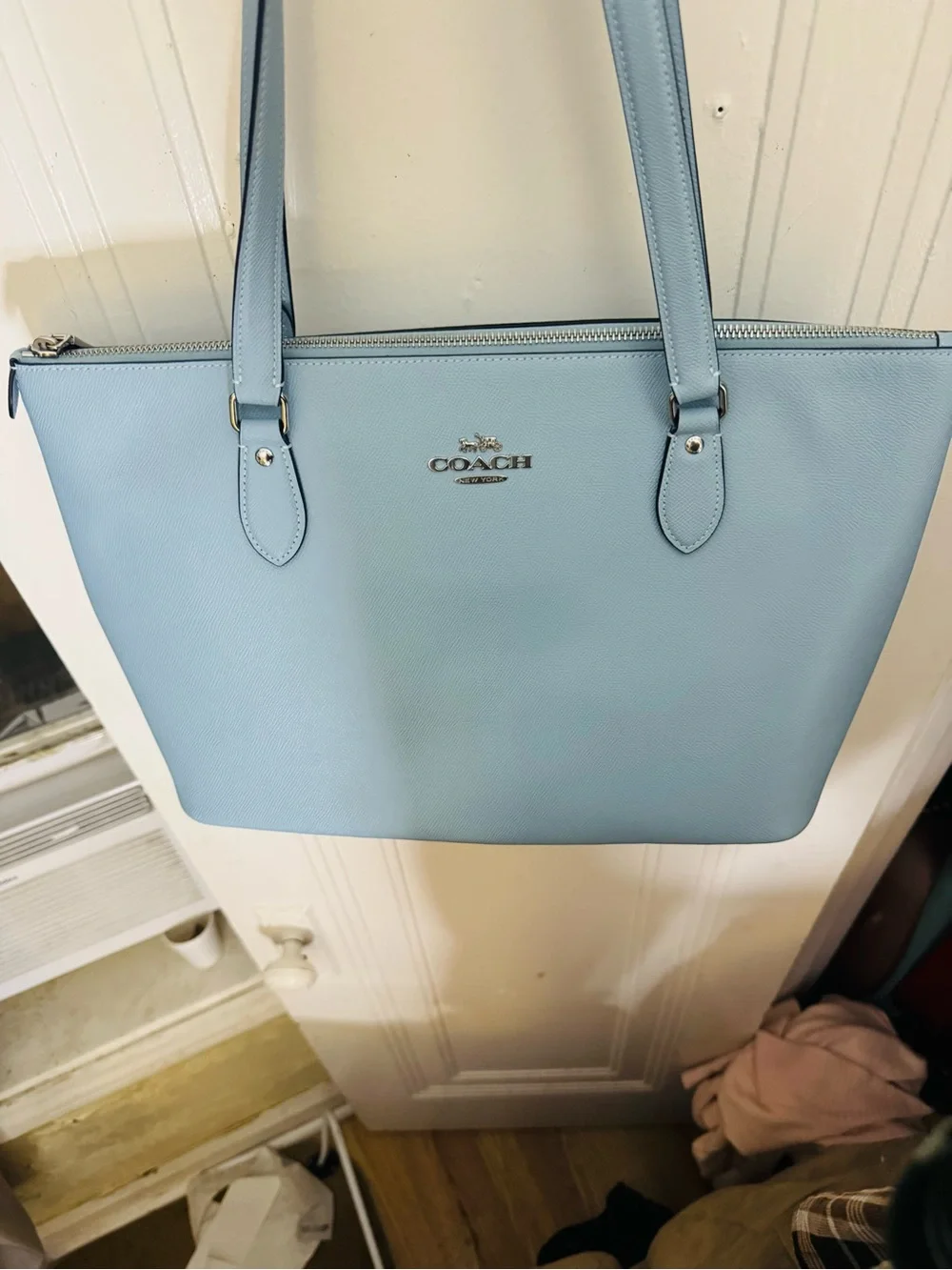 Coach Powder Blue Leather Tote